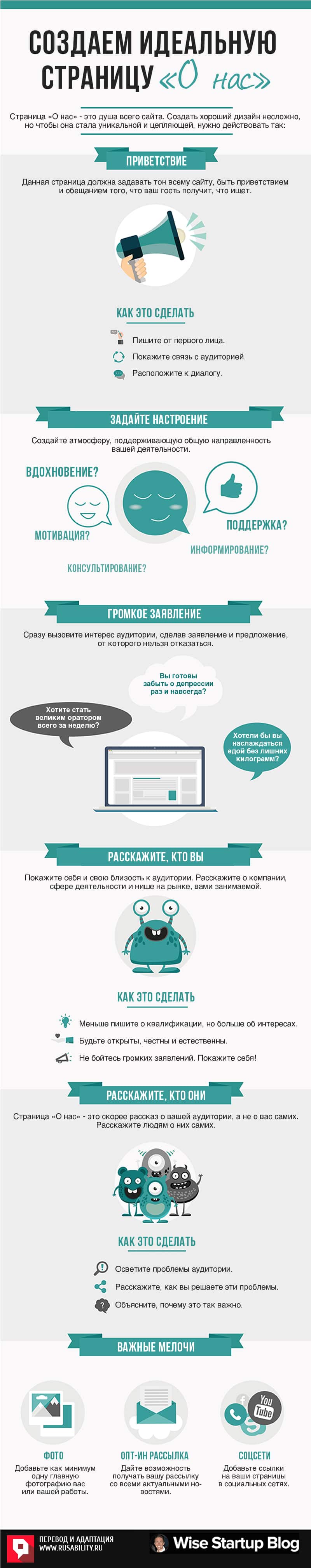 страница "о нас", дизайн, юзабилити