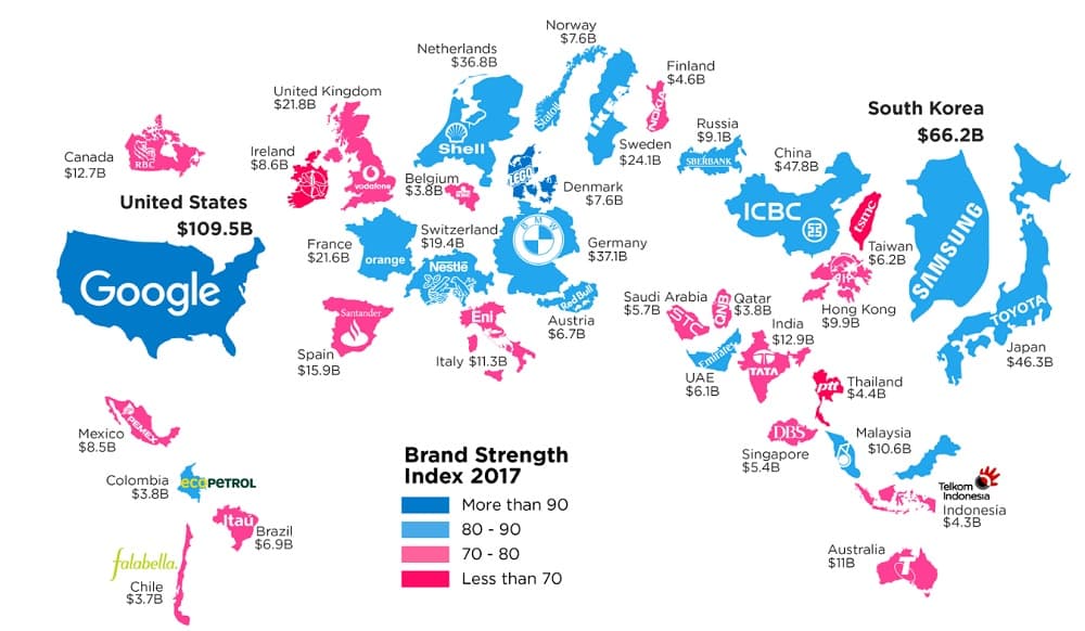 Карта брендов мира