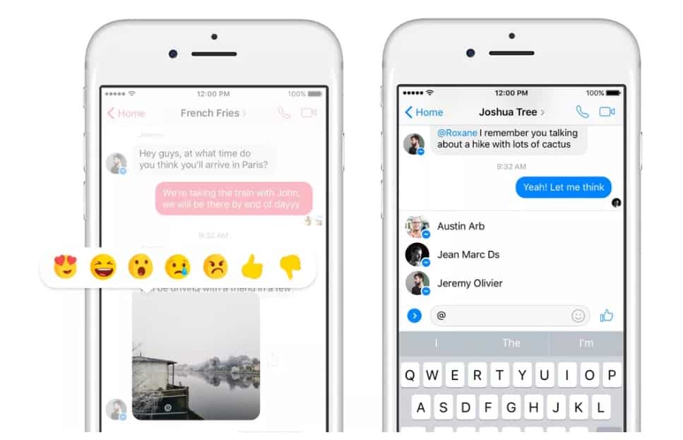 Facebook добавил в Messenger опции реакций и упоминаний