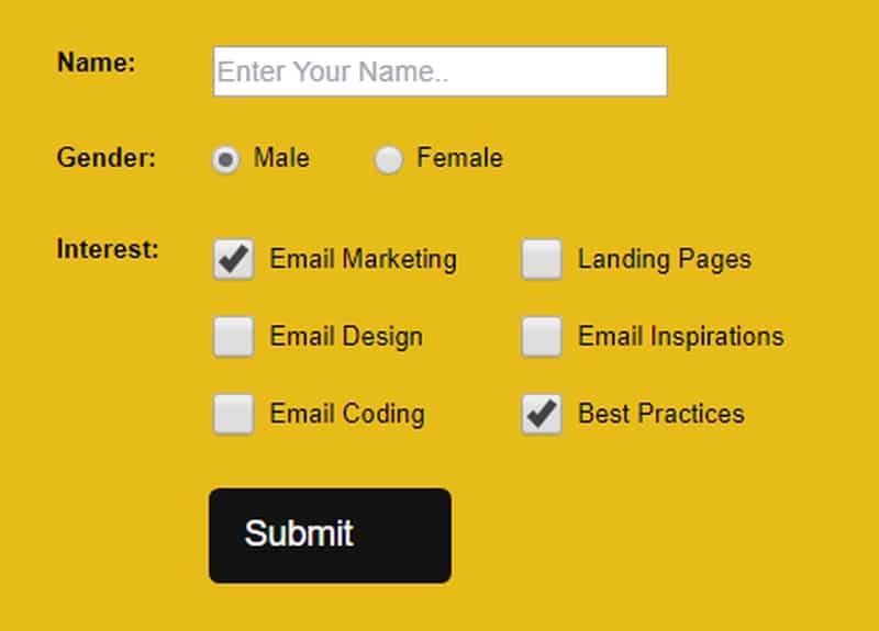 Встроенная в email форма